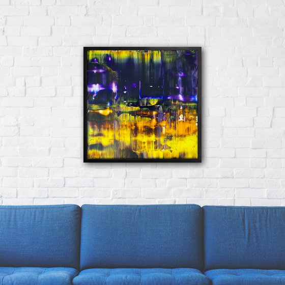 "Clairvoyance" - Original PMS Oil Painting On Plexiglass, Framed - 26 x 26 inches