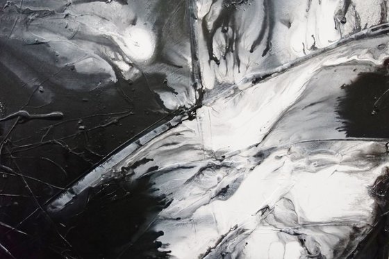 Raw Black Ice 240cm x 120cm Textured Abstract Art