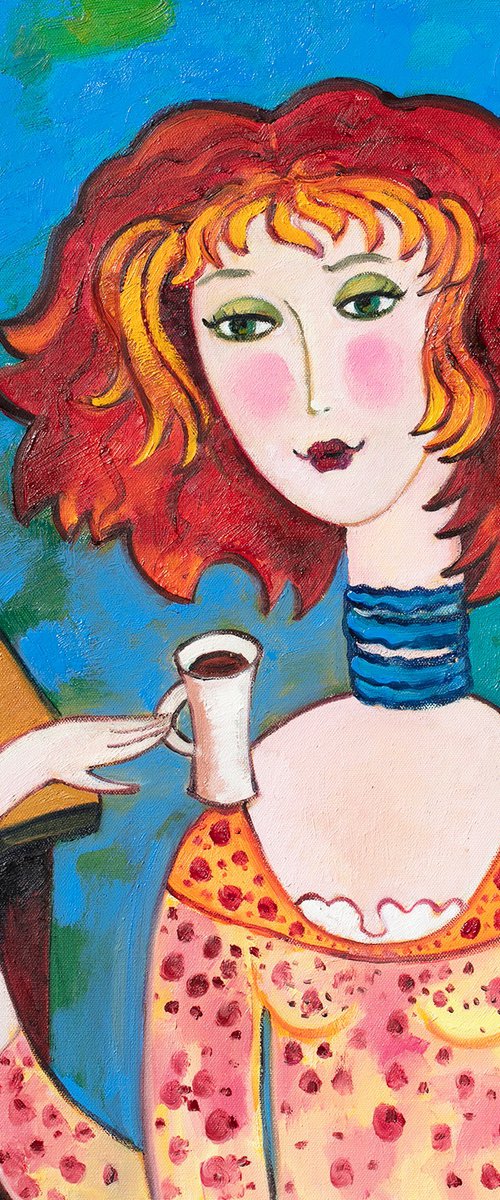 Morning Coffee. French Girl-2 by Yelena Sidorova