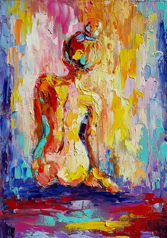 Beautiful morning - oil painting, nude, erotic, body, woman, woman body