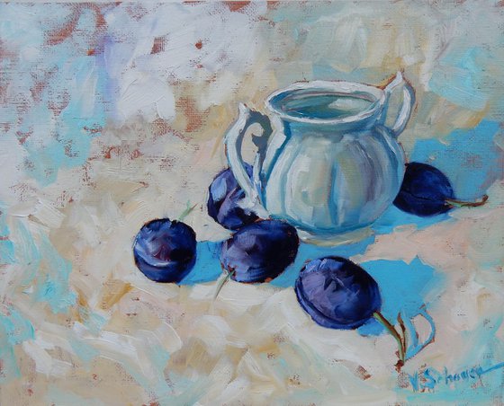 Still life with plums.