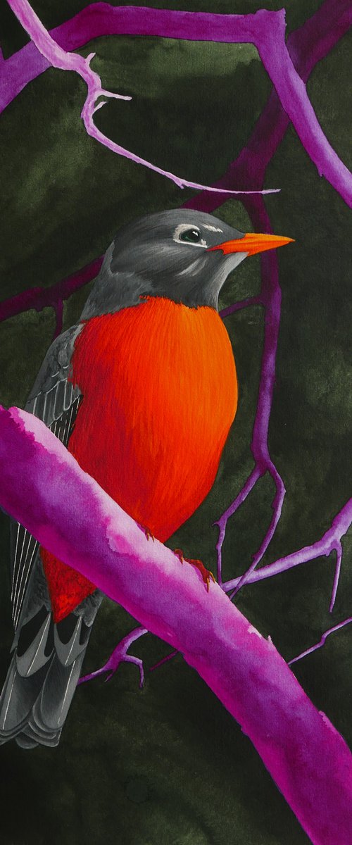Orange violet bird by Karina Danylchuk