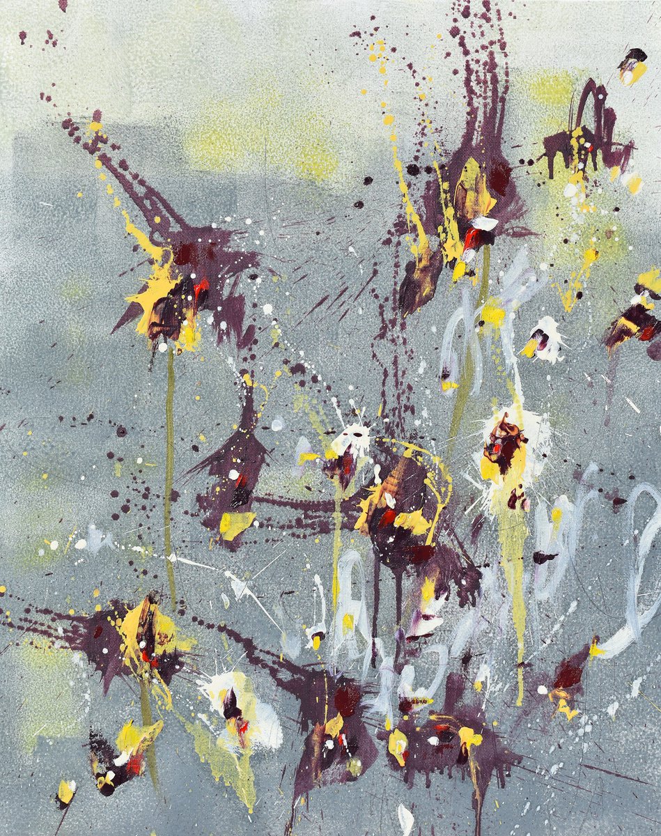 Abstract Botanical Painting By Cynthia Ligeros, 16 X 20, A Moment In Time, Original Artwork