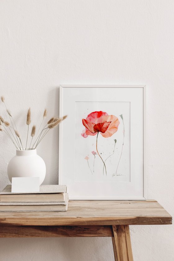 Watercolor poppy flower