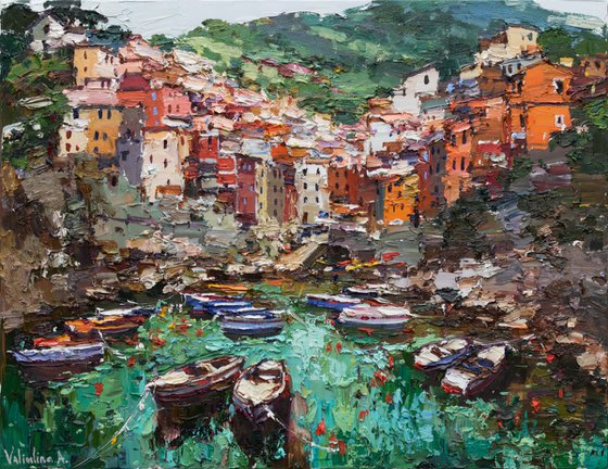 Riomaggiore, Cinque terre - Italian Landscape painting