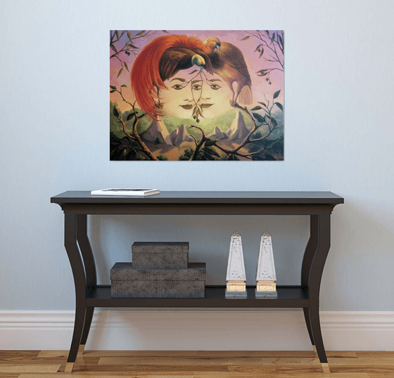 The paradistical's unity 60x80cm, oil painting, surrealistic artwork