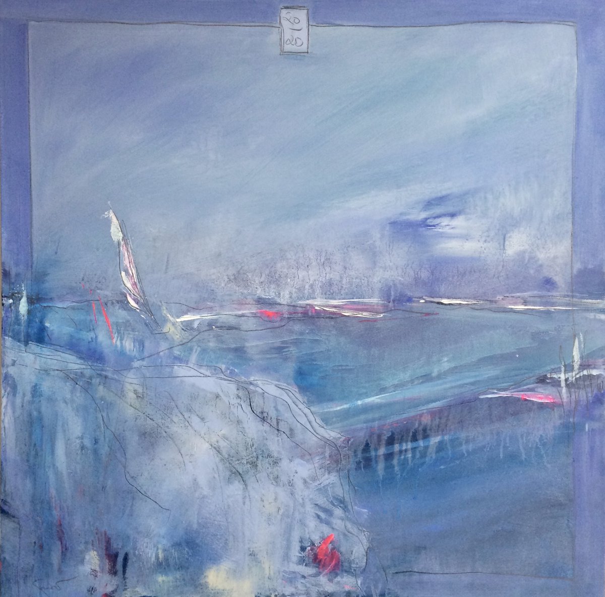 Abstract Landscape Painting By Gesa Reuter, 31 X 31, Sailing Away 2020, Original Artwork