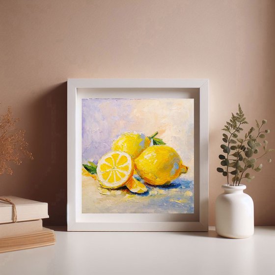 Still life with lemons oil painting