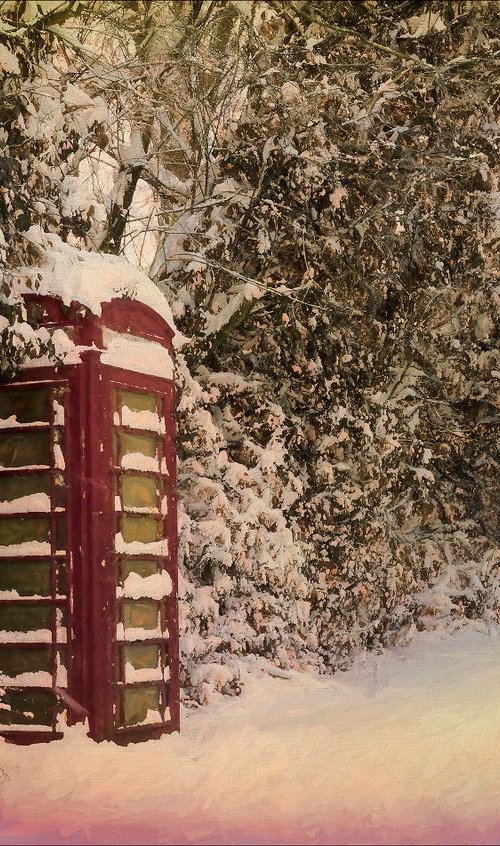 Red Telephone box in Snow by Martin  Fry