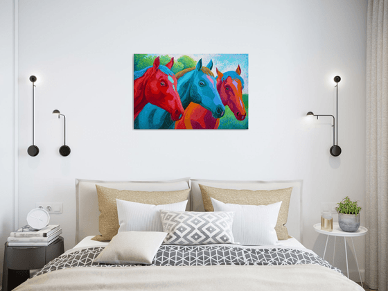 THREE HORSES IN A FIELD