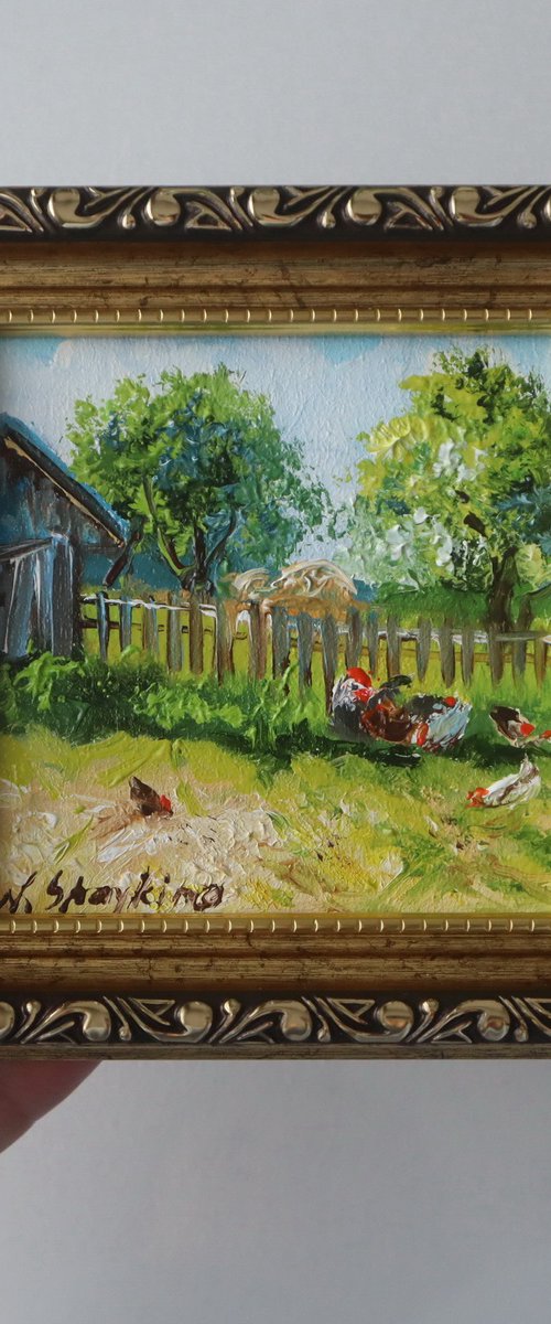 Rural Scene with Chickens by Natalia Shaykina