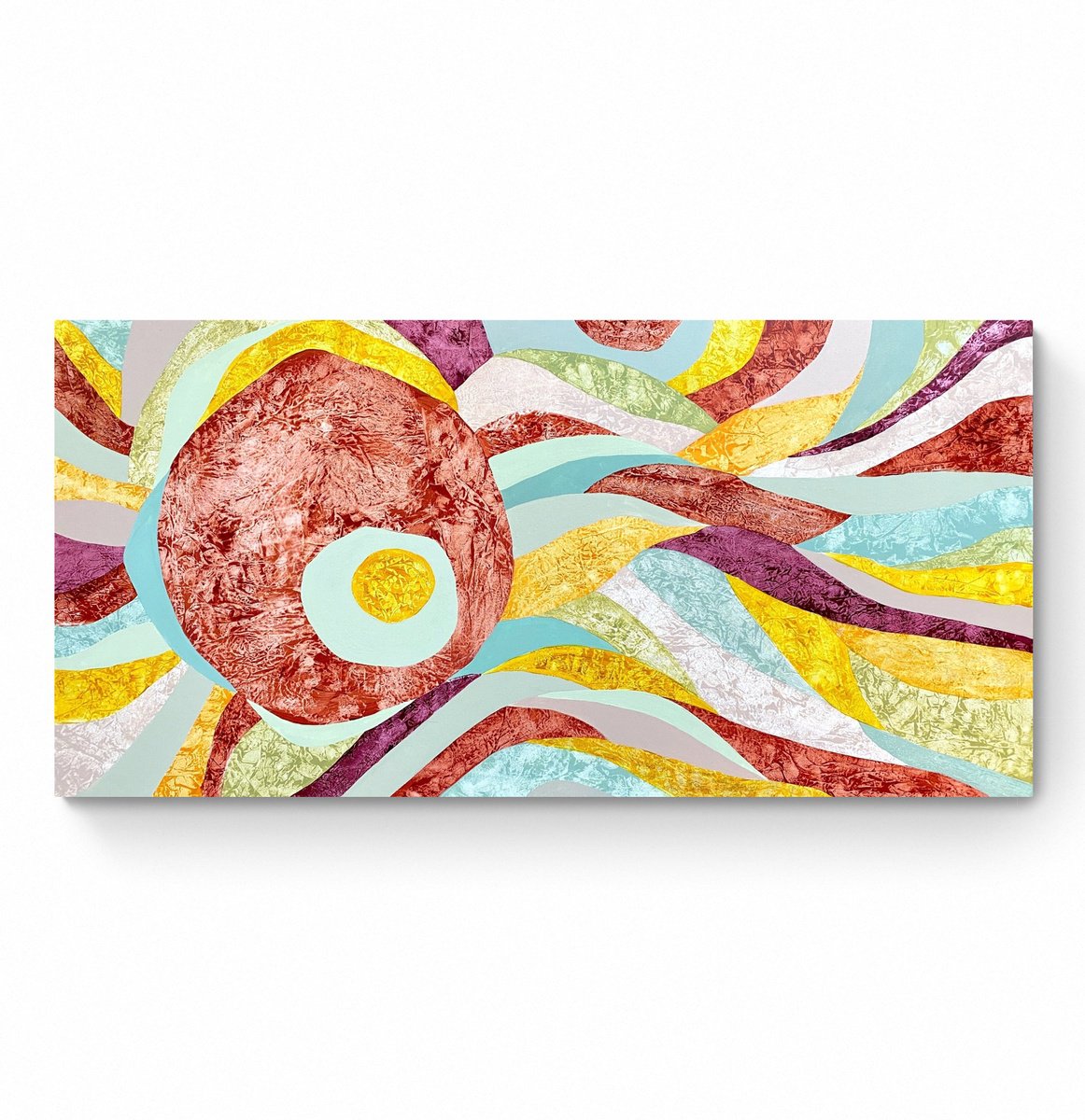 Abstract Acrylic Painting By Cristina Dalla Valentina, 47 X 24, A Song Of The Summer Sun, Original Artwork