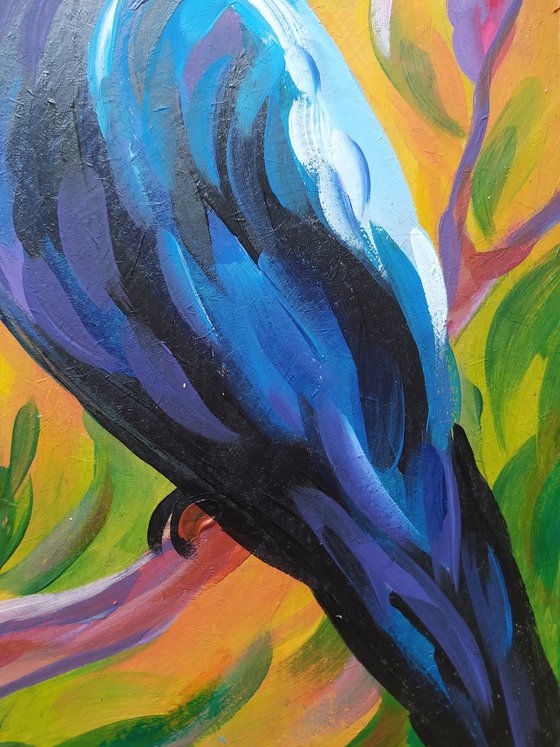 Toucans in love - toucan oil painting, love, flovers, toucan, animals, bird, birds oil painting, gift idea