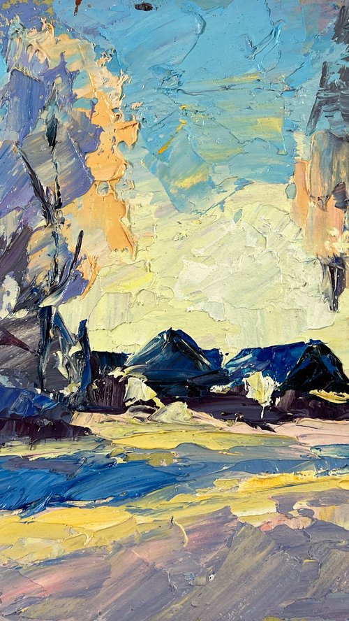 Winter Silence Between Trees and Houses by Boris Serdyuk