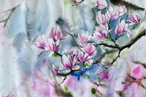Magnolia branch by Ksenia Astakhova
