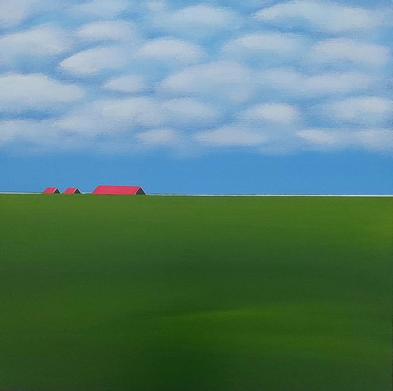 Red roofs, green fields