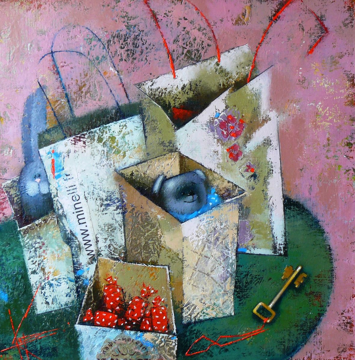 Impressionistic Still Life Oil Painting By Oksana Kornienko, 24 X 24", Packages, Original Artwork