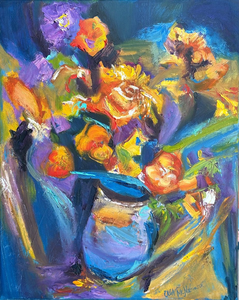 Abstract Oil Painting By Olga Mcnamara Biennaleartist, 16 X 20", Alchemy, Original Artwork