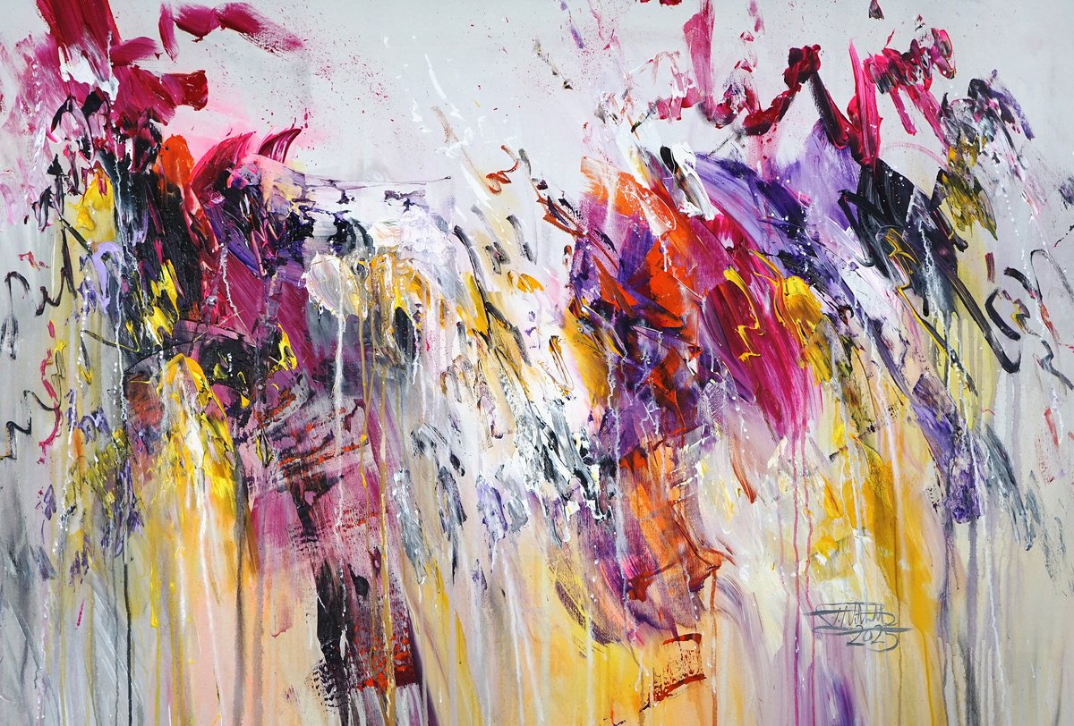 Abstract Acrylic Painting By Peter Nottrott, 61 X 41", Epic Symphony D 1, Original Artwork