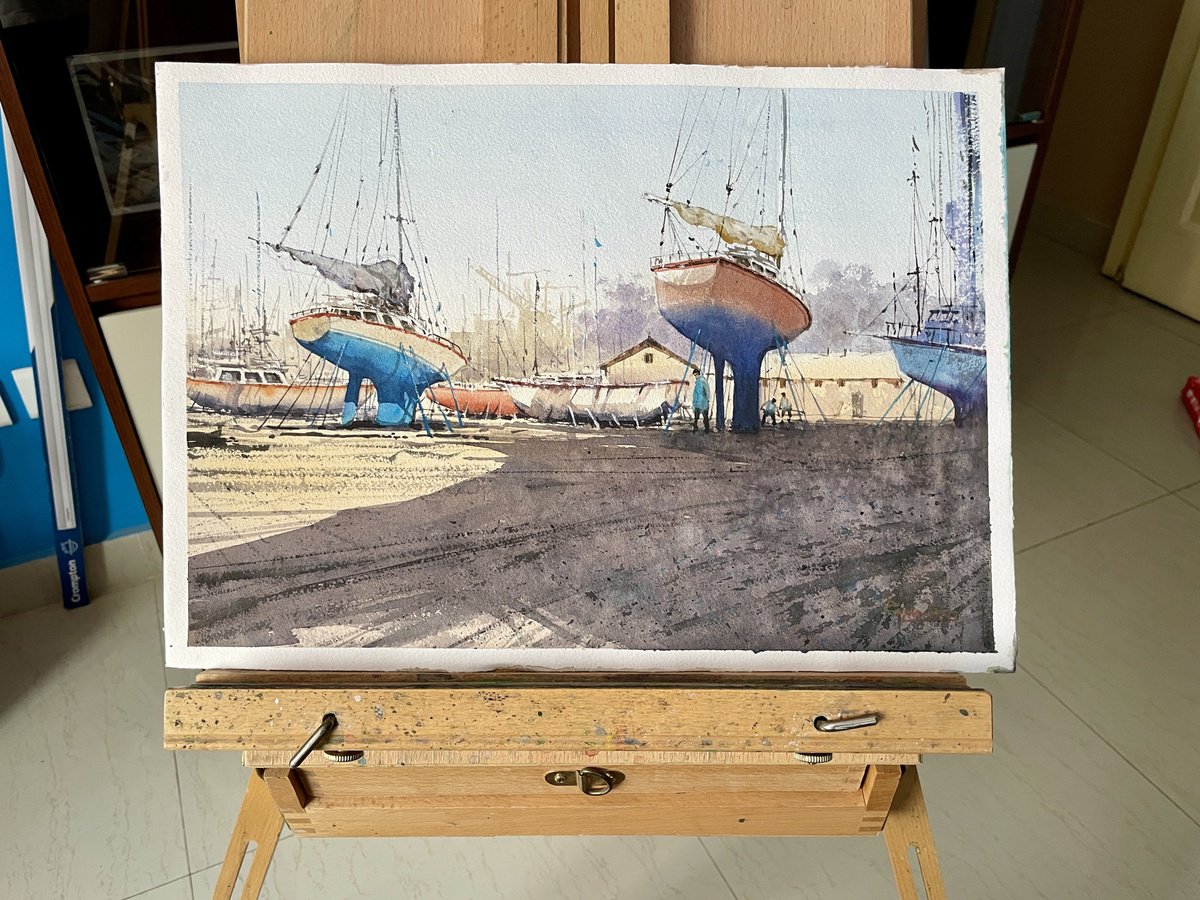 Boat repair in progress by Rajan Dey