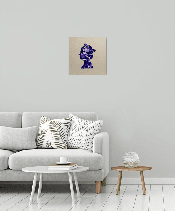 Queen #78 on ivory , purple and silver PAINTING INSPIRED BY QUEEN ELIZABETH PORTRAIT