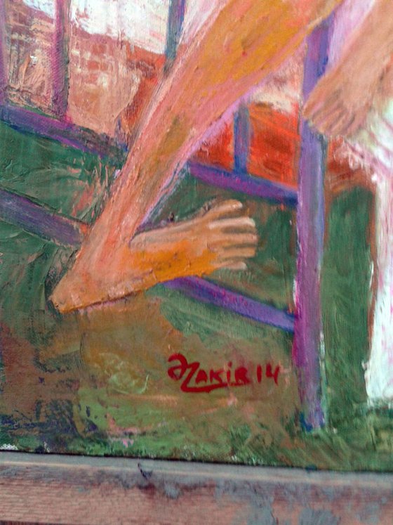 .In Bed 2013year27x19in Original Painting Oil on Canvas FOR SALE