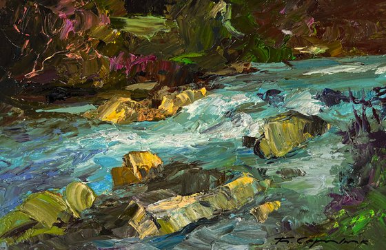 The River Flows through the Mountains