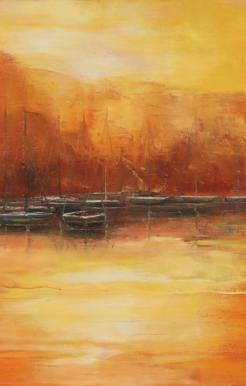 Sunset at the port 2 by Ludmilla Ukrow