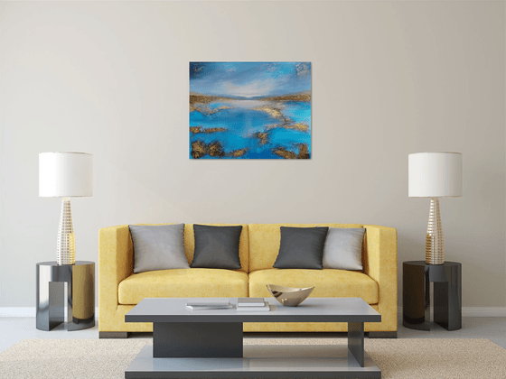 A XL large beautiful modern semi-abstract  seascape painting "Peace"