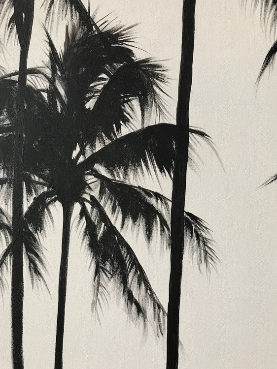 Acrylic Painting Black Palm Trees 80 100 Cm Artfinder