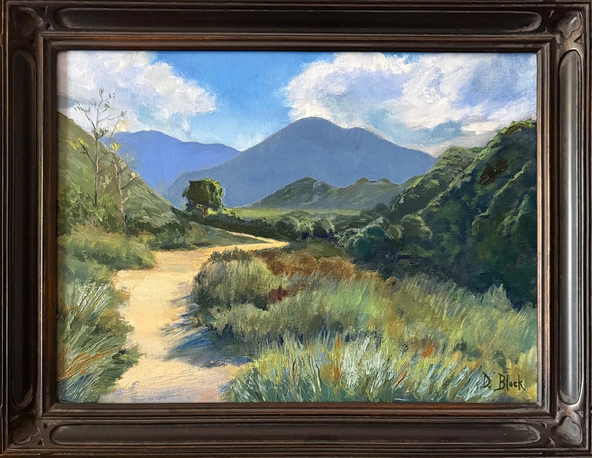 Impressionistic Landscape Oil Painting By David Block, 21 X 17, Hiking The Wilderness Park, Original Artwork