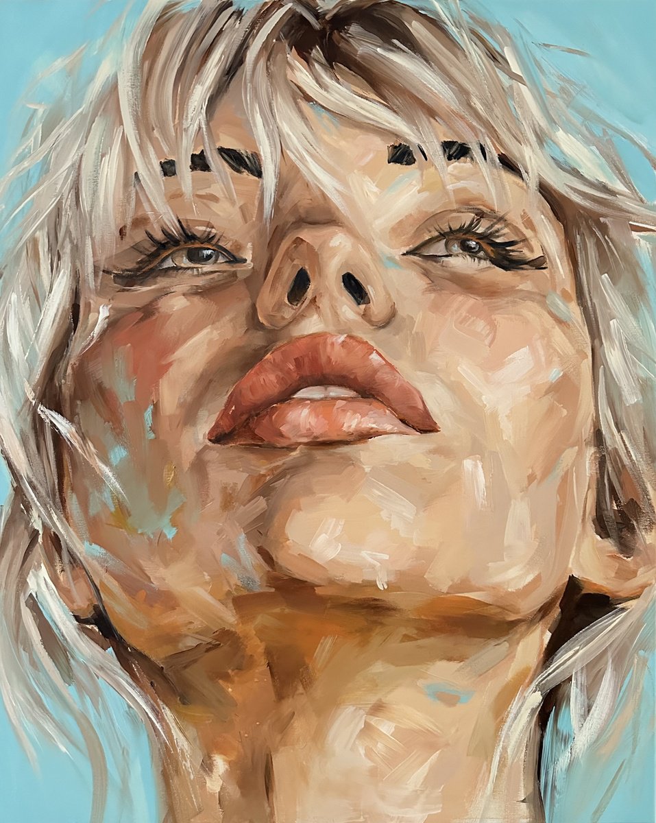 Impressionistic Portrait Acrylic Painting By Ferenc Racz, 31 X 39, Joyful