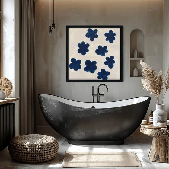 Blue Florals in Serene Space