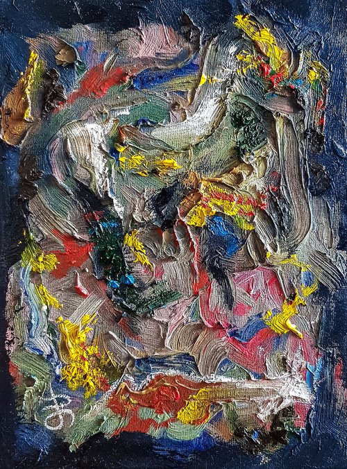 Abstract Textured Impasto Oil Painting on Canvas Panel. READY TO HANG. by Retne