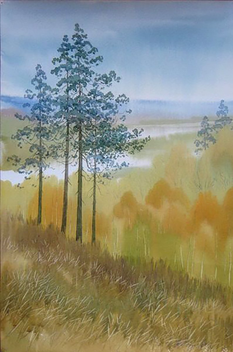Impressionistic Landscape Watercolour By Valeriy Savenets-1, 12 X 18", Forest Gave, Original Artwork