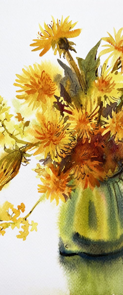 Dandelions. Yellow flowers. by Natalia Veyner