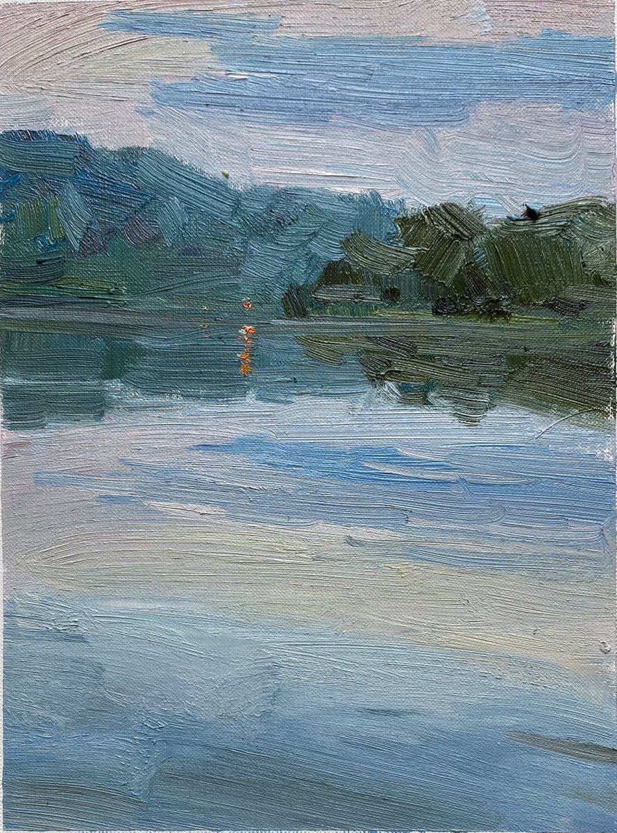 Evening on the lake 24х19 cm| oil painting by Nataliia Nosyk