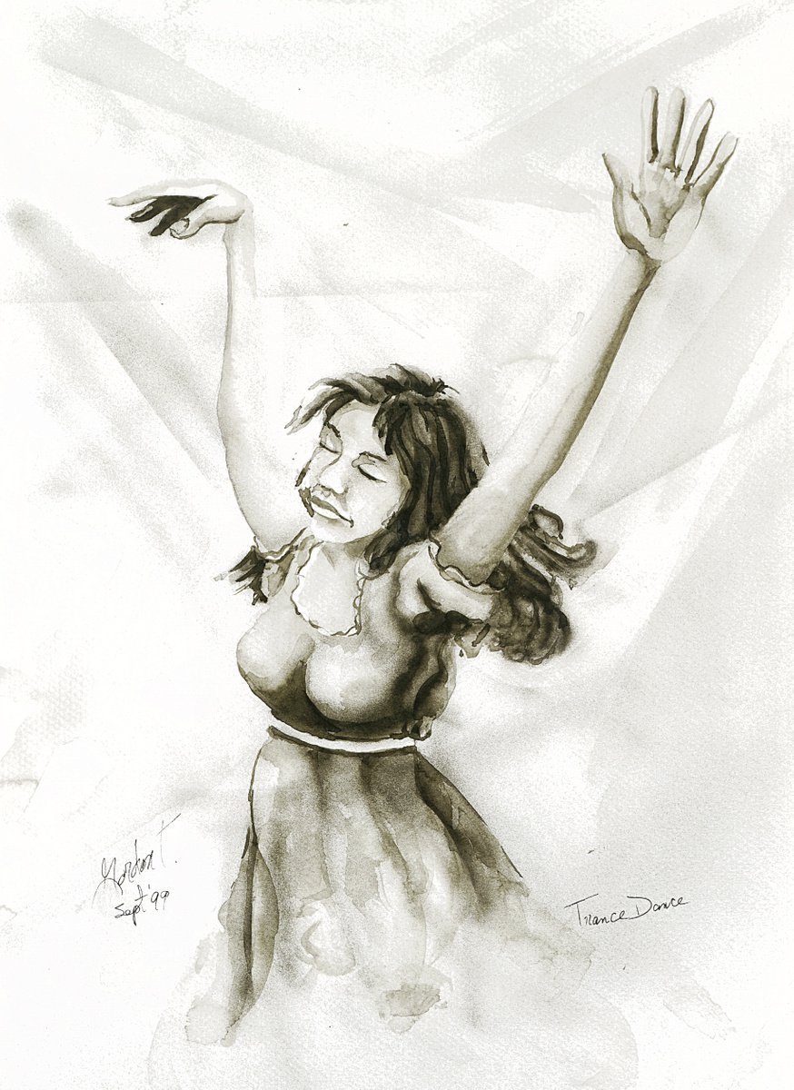 Illustrative Portrait Acrylic Painting By Gordon T., 11 X 14, Trance Dance, Original Artwork