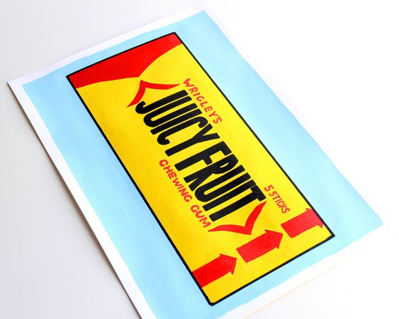 Juicy Fruit Chewing Gum Pop Art Painting On Paper