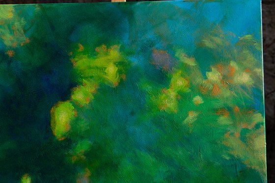 "So green" - floral abstract - flower - decorative original - home interior design