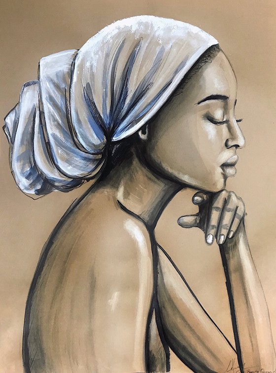 African queen N8 acrylic ink painting on paper