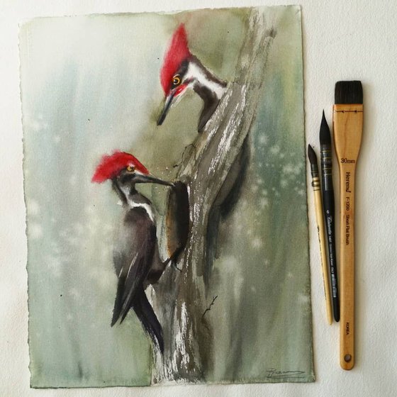 Woodpeckers on the tree