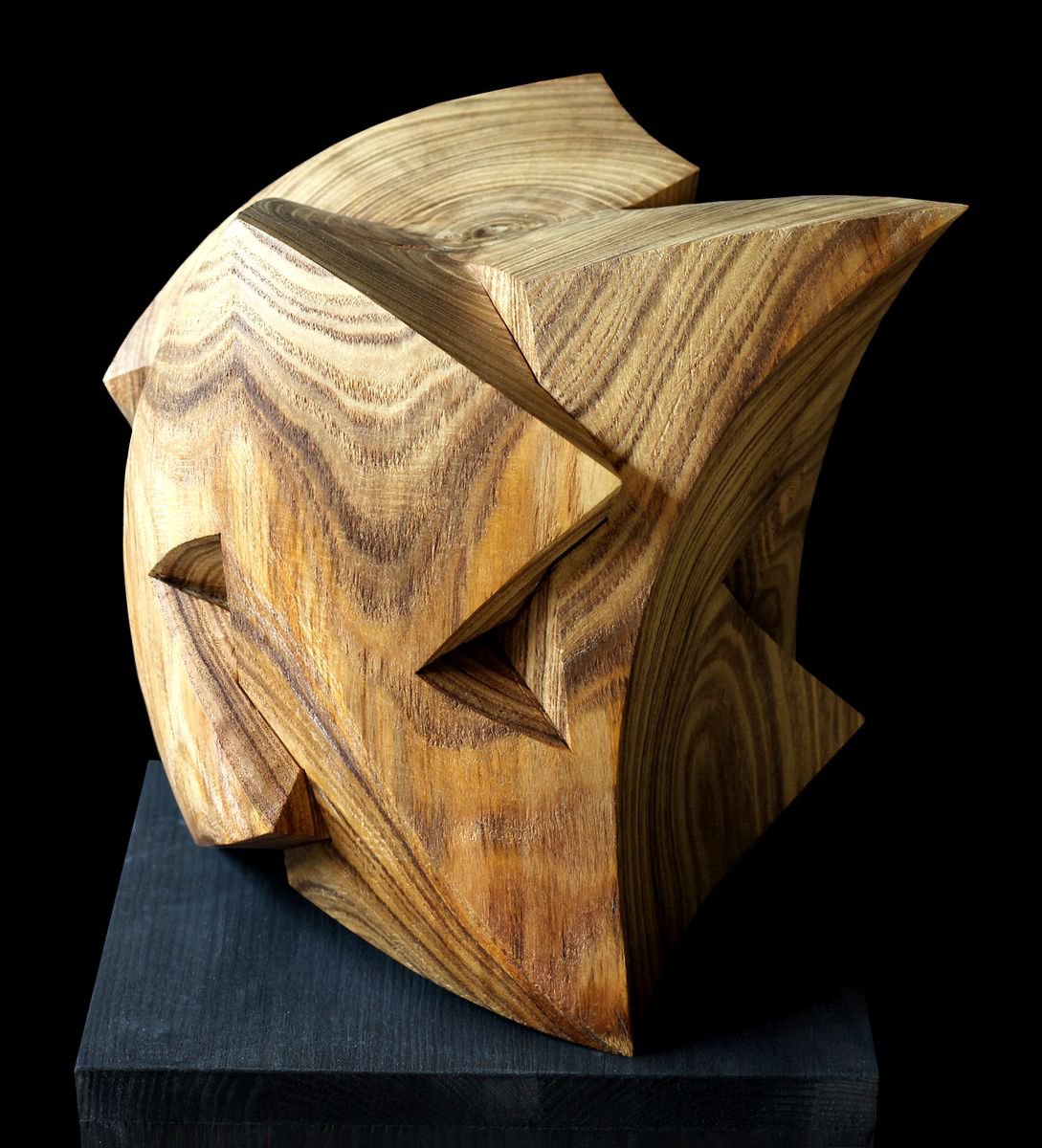 Geometric Abstract Wood Sculpture By Nikolay Martinov, 9 X 9", "Knot Iii", Original Artwork