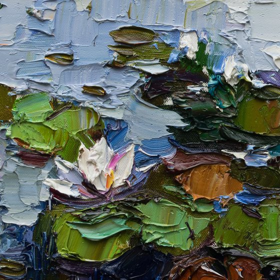 White water Lilies - Original Oil painting