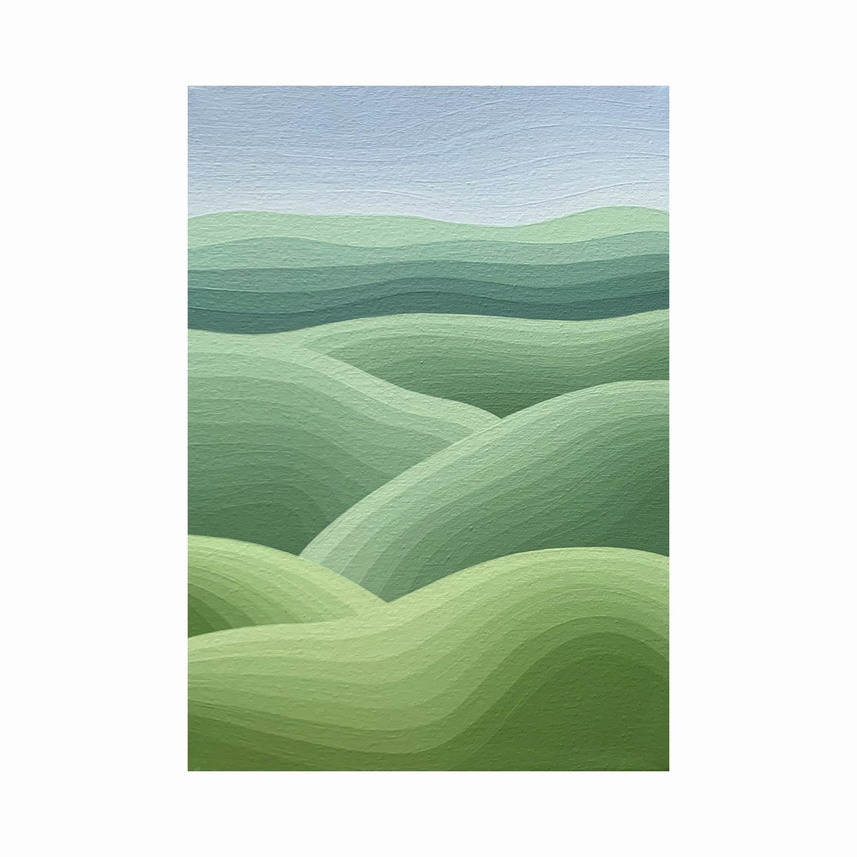 Abstract Landscape Acrylic Painting By Zoe Hattersley, 10 X 14", Cool Morning Meadow, Original Artwork