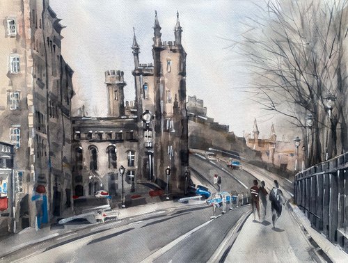 Edinburgh. One of a kind, original painting, handmad work, gift, watercolour art. by Galina Poloz