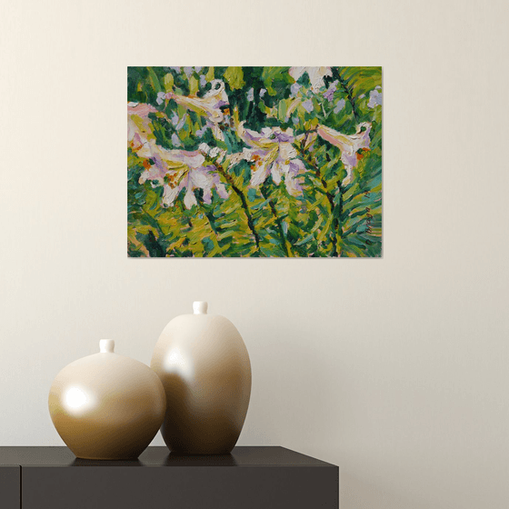 White lilies (etude) original painting