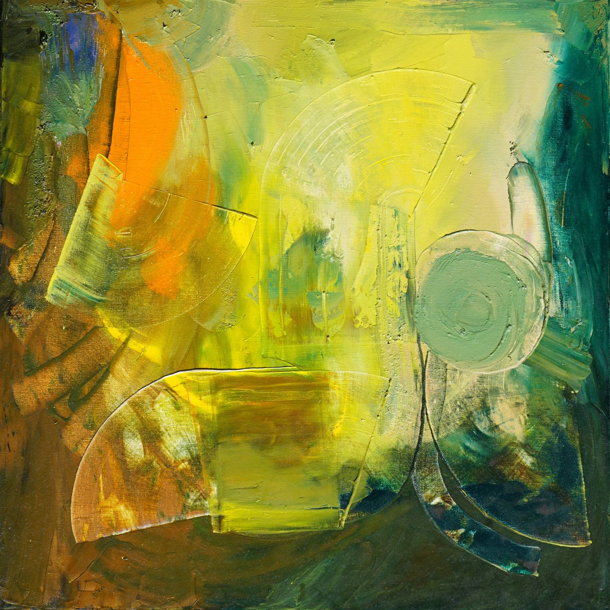 Abstract Oil Painting By Jelena B, 24 X 24, The Waking Forest 24X24In (~60X60Cm), Original Artwork