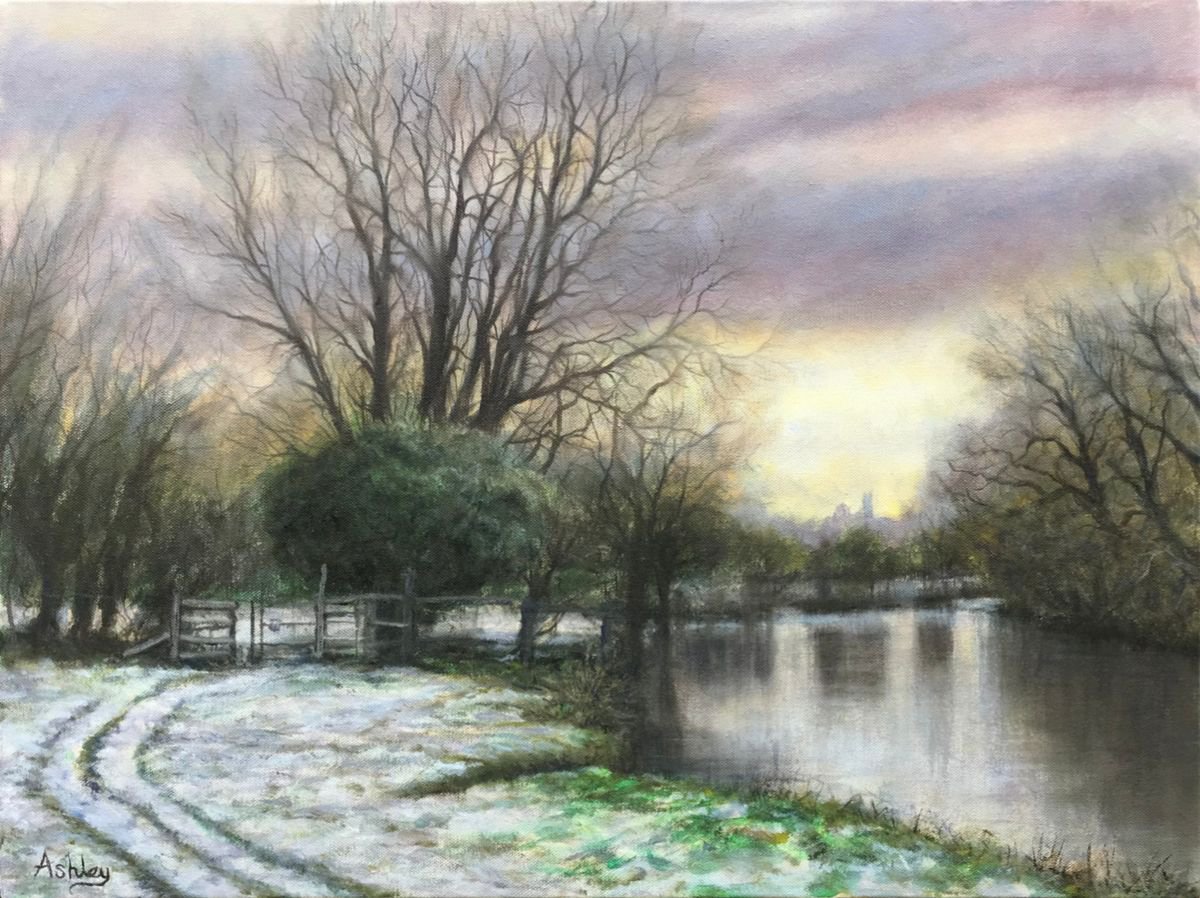 February Snow, Grantchester by Ashley Baldwin-Smith
