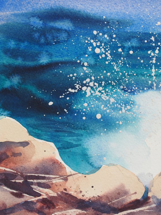 Mediterranean sea - original seascape watercolor